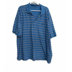 Izod Mens Advantage Polo Shirt Blue Striped Size 3XB Short Sleeve Cotton